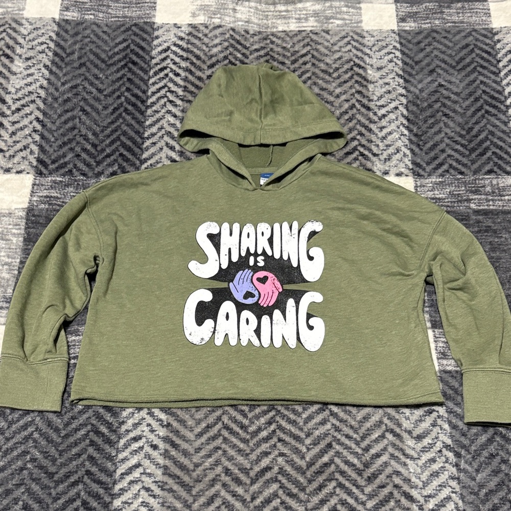 🐢Old Navy Green Kids Hoodie with Sharing Design